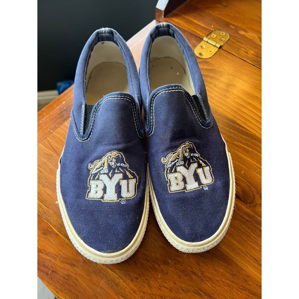 BYU‎ Cougars Navy Blue Canvas Slip-On Shoes - Men's Size 9, Women's size 8